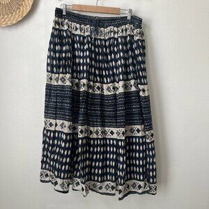 y2k‎ 2000s blue hippie print crinkle broom skirt elastic flowy summer 3X